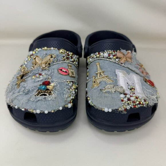 Crocs Classic Custom Made Clogs Mules Shoes Blue Women’s Size 8 - Picture 3 of 7